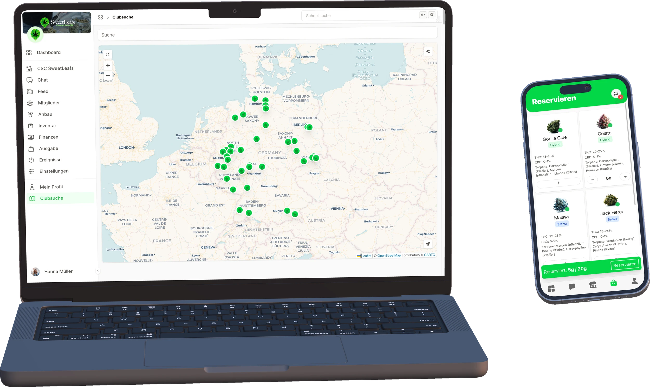 Cannanas CSC Software Suite auf Laptop und Smartphone