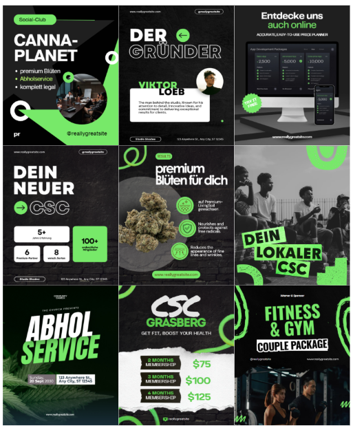 Design-Vorlage 9 Kacheln